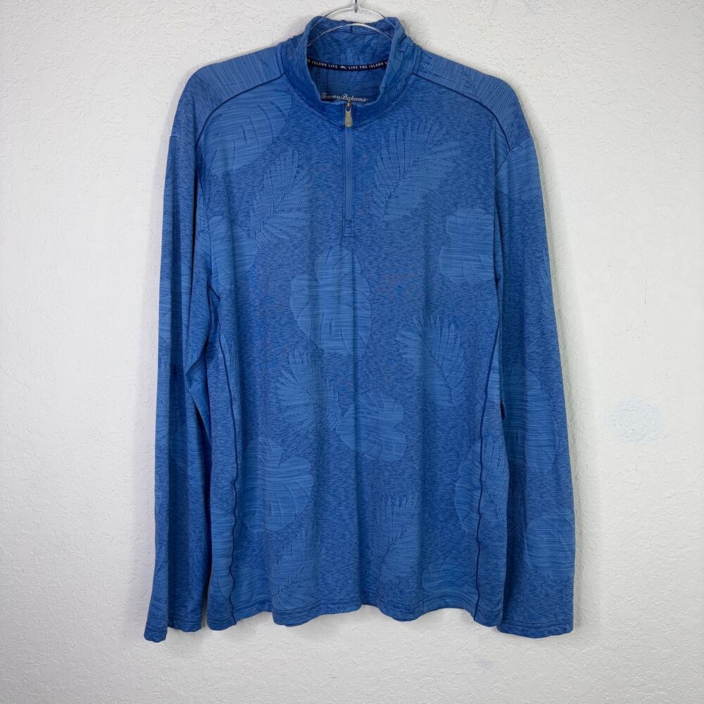 Tommy Bahama Island Zone men's pullover mock neck top blue size M, long sleeve